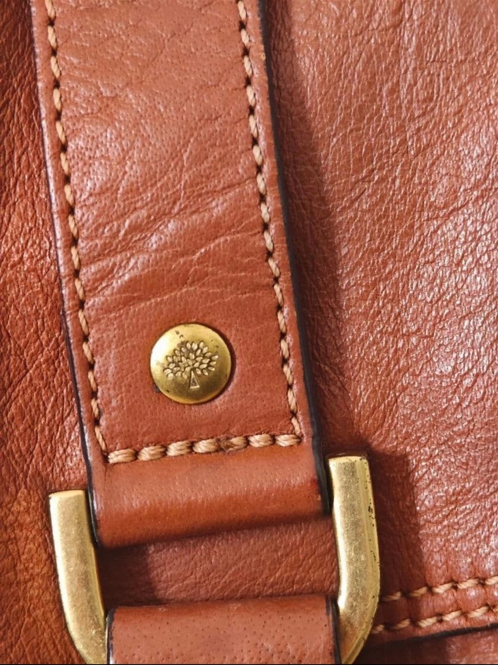 Mulberry Tan Leather Satchel with Brass Hardware - Picture 4 of 16